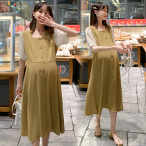 Summer dress new net red maternity summer suit summer loose fake two-piece Large size dress summer long skirt