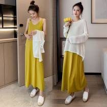 Autumn Net red suit fashion summer dress maternity dress spring and autumn two-piece dress knee long dress women Autumn