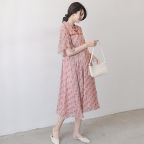 Maternity dress long summer Chinese style Chiffon fairy dress Summer thin long dress Large size summer floral skirt