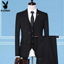 Playboy mens suit suit mens business casual dress groom wedding dress Korean slim suit