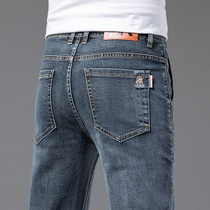 High End 2022 Springtime Blue Grey Jeans Men Loose Straight Drum Men Pants Spring Summer Casual Long Pants Male Tide Cards