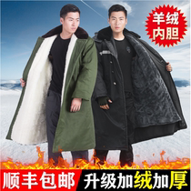 Plus velvet thickened military cotton coat male northeast winter long Lady warm security cold storage cold cotton padded jacket