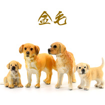 Simulation cute Q golden hair retriever model ornaments childrens plastic toys pet puppies