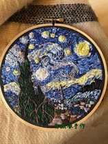 Natural style handmade hot sale Van Gogh Starry Sky Creative Art decorative embroidery material package can be customized
