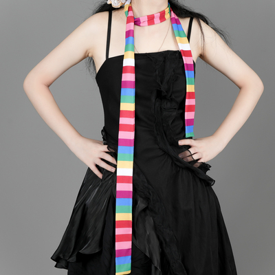 taobao agent Haraju Rainbow striped scarf Spring and summer is a light and thin bib y2k millennial culture barrai scarf