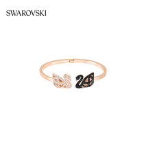 Swarovski FACET SWAN BLACK and WHITE SWAN Fashion Hollow opening ladies bracelet Gift