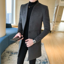 Chao brand men's long woolen coat in autumn and winter new slim collar padded trench coat Korean casual coat