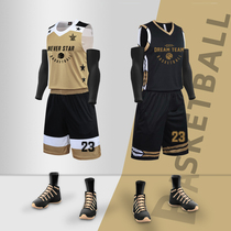 Personality black gold basketball suit set customized mens and womens team uniforms buy competition vest sports jersey basketball men
