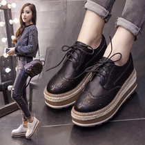 Tide brand net red thick bottom increase cake shoes women 2021 Spring and Autumn New Fashion single shoes women wild leather shoes