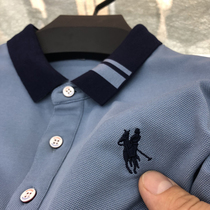 Embroidery pony logo~POLO shirt mens short-sleeved summer lapel mercerized pearl cotton middle-aged high-end Paul shirt mens t-shirt