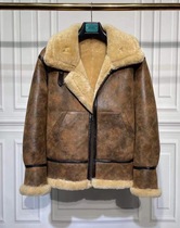 Original ecological fur one-piece mens leather leather motorcycle jacket winter jacket fashion fur coat