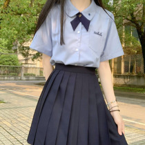 (Small Thai suit)jk uniform solid color shirt Japanese school for pleated skirt Womens autumn and summer college style short skirt full set