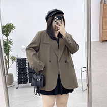 Wan Wanjia micro-fat large code shape small suit jacket woman early spring fat mm advanced sense temperament casual Western suit jacket