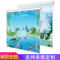 Vine curtain lifting non-perforated kitchen curtain oil-proof roller blind household blackout toilet waterproof hand pull type