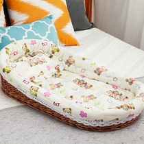 Rattan newborn baby basket crib Medium bed Car portable baby cradle Solid wood bed Shaker Travel bed
