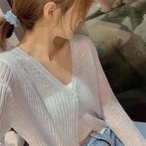 Super fairy knitted cardigan thin section with small shawl summer with suspender skirt Ice silk sunscreen top jacket tide