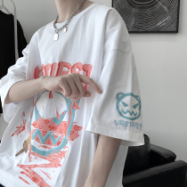summer 2021 new item port wind short-sleeved t-shirt mens cartoon half-sleeve clothes ins student tide brand t-shirt undershirt