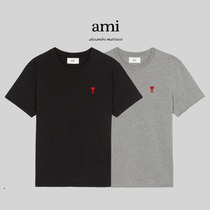 (Official Net Spot) Ami Paris Loving Short Sleeve Straight Cylinder Round Collar T-Shirt Spring Summer Casual Male And Female Embroidery