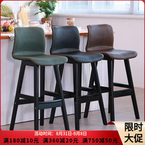 Nordic solid wood bar chair high stool home back chair bar stool bar stool front cafe bar chair light luxury simple