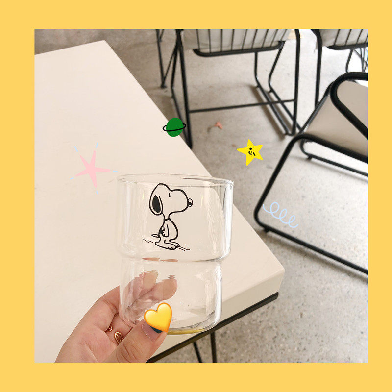 Han Feng ins cute cartoon little fresh puppy tomato juice cup milk cup glass heat resistance to high temperature