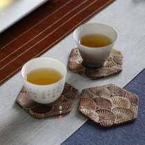 Guiyunju Chinese traditional Yunjin hexagonal Cup tray fabric small cup mat Song Jin cloth art Zhishe produced