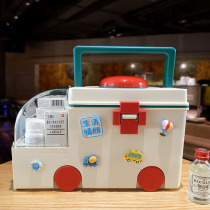 Large-capacity emergency medicine box Home family drug storage box Children's cute ambulance regular medicine