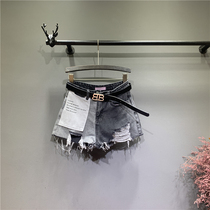 Ripped denim shorts womens summer 2020 new Korean edition high waist large size fat mm loose and wild A word wide leg pants