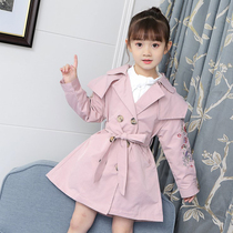 Hong Kong girls windbreaker autumn clothing 2021 female baby Korean fashion long coat spring and autumn childrens coat