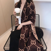 (100% cashmere) wool scarf women winter European and American style classic letter thick long dual-purpose shawl