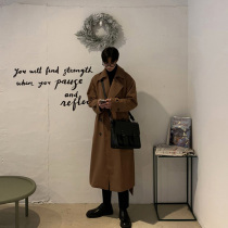 Retro Long couple trench trench coat coat male British High sense mens clothing light mature wind Brown Korean coat tide