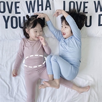 Childrens pajamas Modal summer thin long-sleeved trousers spring and autumn suit Boys and girls baby cotton silk air conditioning clothes