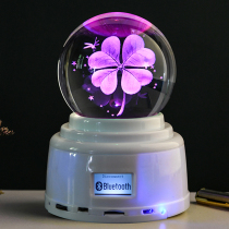 Four-leaf clover crystal ball music box Bluetooth rotating personality custom girl custom birthday gift girl Music Box