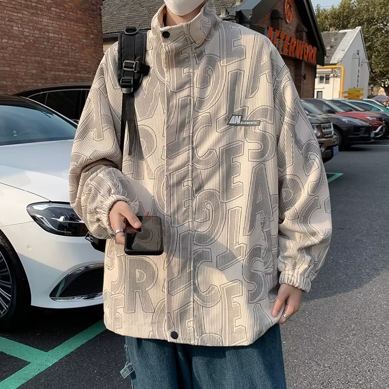 Vibe China-Chic corduroy coat for men in spring and autumn, Hong Kong fashion brand ruffian handsome jacket, loose and versatile, fashionable clothes