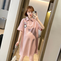 Nanas pregnancy wear maternity clothes spring and summer new dress age-reducing POLO dress Net red pregnant woman skirt