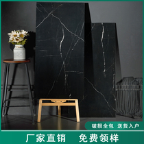 Light luxury wind soft light black marble tiles 600×1200 lightning black anti-slip floor tiles black and white root dark brick