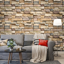 3d stereo wallpaper self-adhesive waterproof tile sticker stone brick background wall Net red bedroom wallpaper retro living room wall sticker