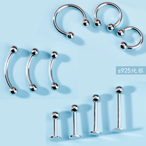 925 silver lip nail with hole European and American personalized lip nail replacement nail sterling silver wine nest nail cheek nail puncture decoration