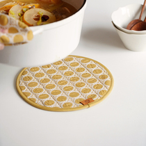 Mo language ins wind Nordic original design Quilted denim embroidered heat insulation pot mat Fabric mat round table mat