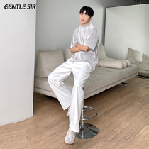 Wide-leg trousers mens casual spring and autumn drape ice silk mopping straight suit pants Ruffian handsome summer thin trendy white