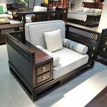 New Chinese style all solid wood sofa modern Zen Wujin Wood living room sofa combination Villa ebony furniture customization