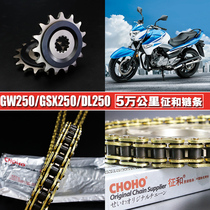 GW250 GSX250R DL250 size flying sprocket gear rear teeth plate and silent oil seal chain set chain