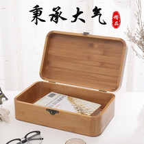 Bamboo wooden flap wooden box black walnut box with lock vintage storage box certificate gift box tea swallow box