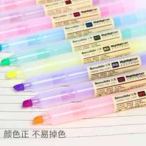 Runyue mini fluorescent marker pen Macaron eye protection wink marker draw key hand account fresh student double-headed popularity