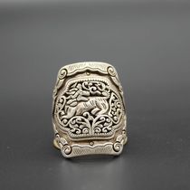 Ancient Play Miscellaneous Collection Antique Antique Silver Ring Kirin Ring Handicraft Bronze Ring