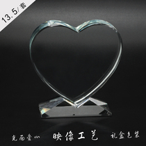 Heart-shaped image white billet personalized custom crystal supplies Crystal wedding photo white billet wholesale