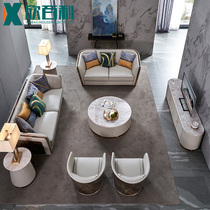 Post-modern Italian luxury leather sofa combination living room minimalist top layer leather sofa luxury style furniture