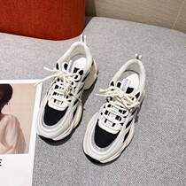 2021 Spring and Autumn New Korea Street Trends Thick-soled casual shoes Breathable Mesh Papa Shoes Womens Leather White Shoes