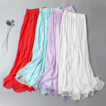 Double-layer chiffon culottes womens casual wide-leg pants loose yoga pants meditation pants hanging fairy big swing pants