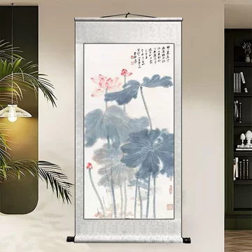 張大千 五色荷花図 三尺中堂 掛け軸 中国画 花鳥画 张大千荷花图挂画-张大千荷花图挂画促销价格、张大千荷花图挂画品牌- 淘宝