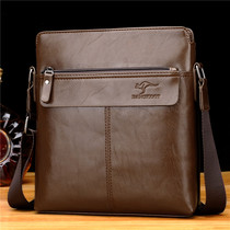  Hong Kong leather mens bag shoulder bag Business casual large-capacity mens leather bag vertical fashion briefcase messenger bag